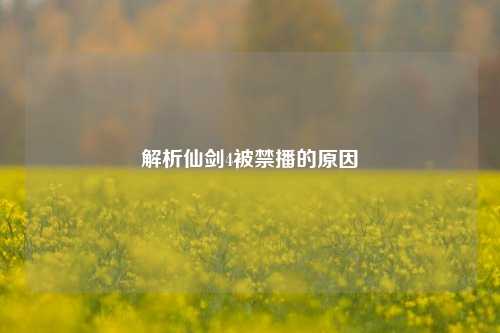 解析仙剑4被禁播的原因