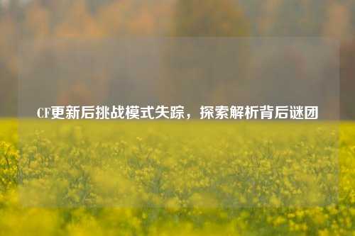 CF更新后挑战模式失踪,探索解析背后谜团