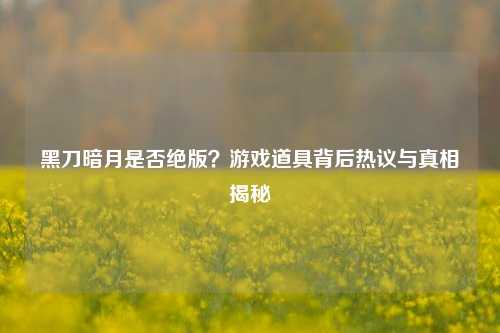 黑刀暗月是否绝版?游戏道具背后热议与真相揭秘