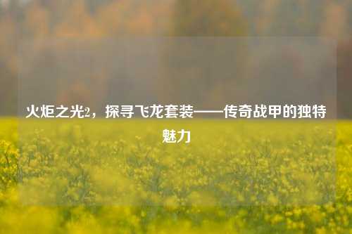火炬之光2,探寻飞龙套装——传奇战甲的独特魅力