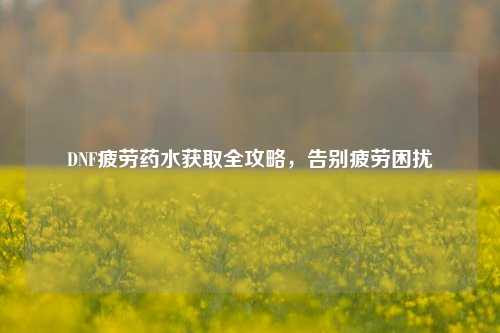 DNF疲劳药水获取全攻略,告别疲劳困扰