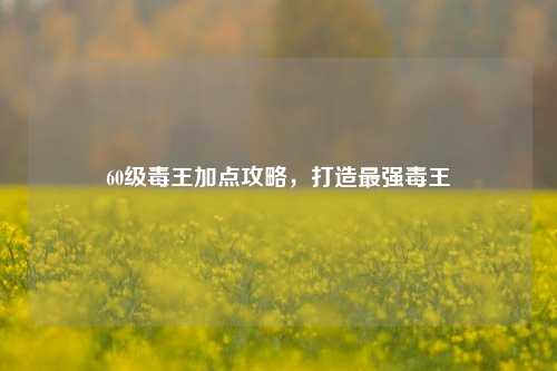 60级毒王加点攻略,打造最强毒王