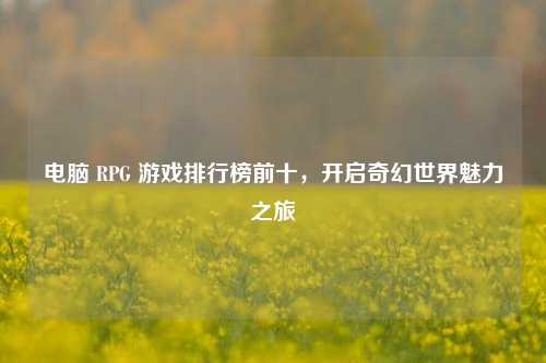 电脑 RPG 游戏排行榜前十,开启奇幻世界魅力之旅