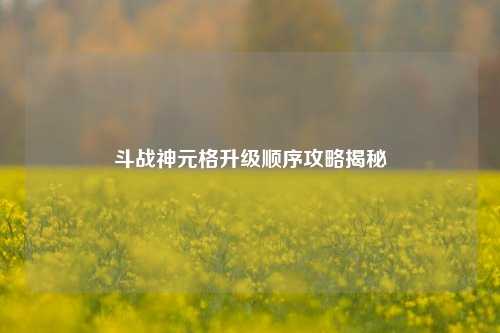 斗战神元格升级顺序攻略揭秘