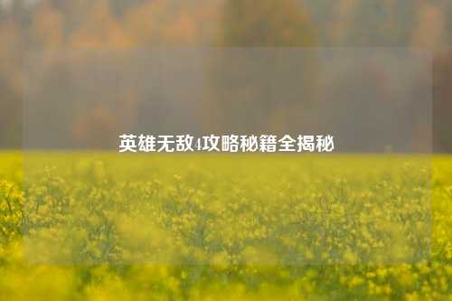 英雄无敌4攻略秘籍全揭秘